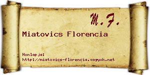 Miatovics Florencia névjegykártya